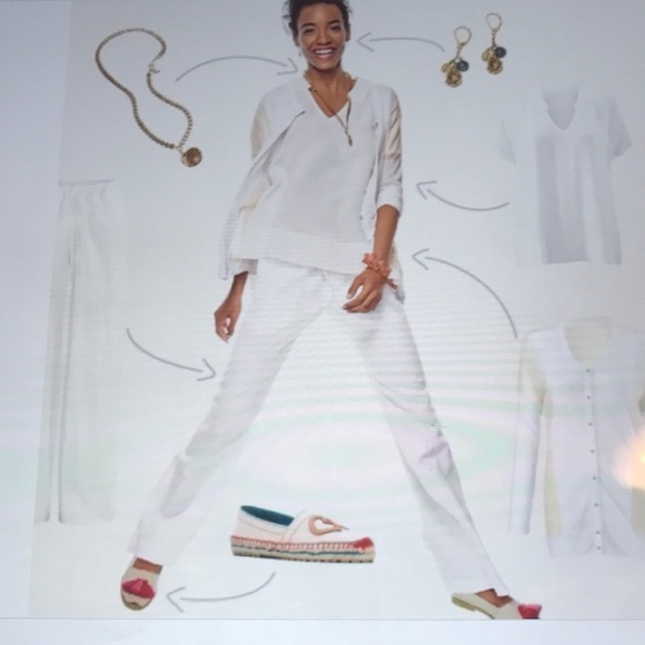 Cabi White Linen Piazza Pant #5079 (M) - Picture 2 of 8